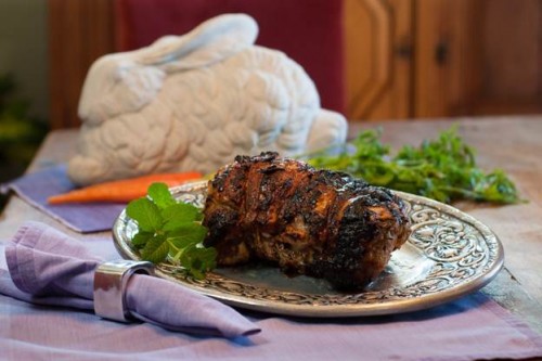 Dijon-Garlic-Rosemary Rubbed Lamb Roast | FOODIEaholic.com #recipe #cooking #rotisserie #lamb #easter