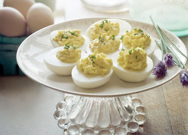 Mustardly Deviled Eggs | FOODIEaholic.com #recipe #cooking #appetizer #eggs #deviledeggs #mustard #spicy