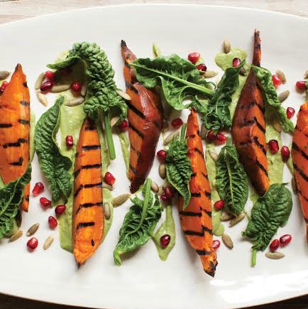 Grilled Sweet Potatoes with Avocado Pipian | FOODIEaholic.com #recipe #cooking #grilling #sweetpotato #avocado #pipian #appetizer #side #vegetables