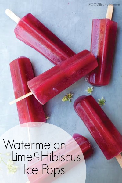 Watermelon, Lime, and Hibiscus Ice Pops | FOODIEaholic.com #recipe #cooking #dessert #treat #frozen #icepops #watermelon #lime #hibiscus #popsicle